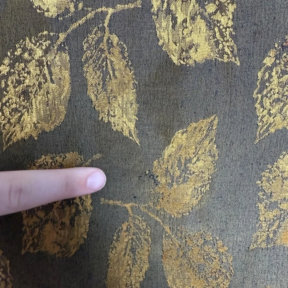 Bloomingdale’s Made In Italy Silk and Wool Scarf With Leaf Motif Golden Yellow